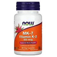 NOW Foods, MK-7 Vitamin K-2, 100 mcg, 60 Veg Capsules