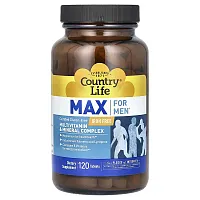 Country Life, Max For Men, Multivitamin &amp; Mineral Complex, Iron-Free, 120 Tablets