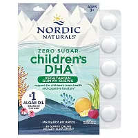 Nordic Naturals, Zero Sugar Children&#x27;s DHA, Ages 3+, Passion Fruit Lemon, 250 mg, 30 Gummy Chews