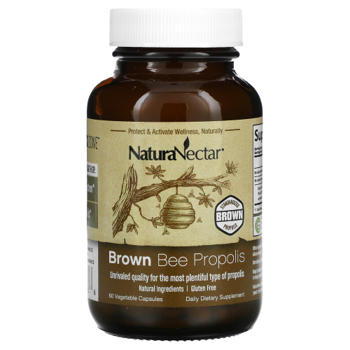 NaturaNectar, Brown Bee Propolis, 60 вегетарианских капсул фото 3