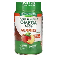 Nature&#x27;s Truth, Plant Sourced Omega 3-6-7-9 Gummies, Peach, 50 Vegan Gummies