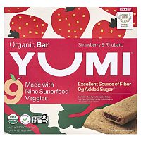 Yumi, Organic Bar, Toddler, Strawberry &amp; Rhubarb, 5 Bars, 0.74 oz (21 g) Each