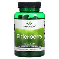 Swanson, Elderberry, для укрепления иммунитета, 120 растительных капсул