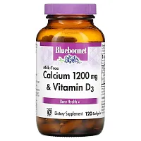 Bluebonnet Nutrition, Milk-Free Calcium &amp; Vitamin D3, 1,200 mg, 120 Softgels (600 mg per Softgel)