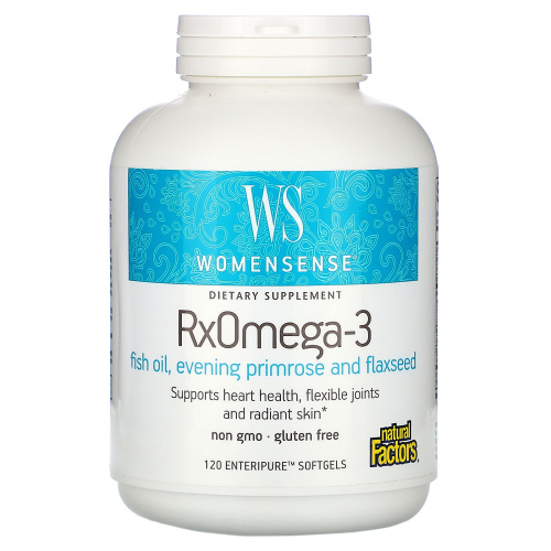 Natural Factors, WomenSense, RxOmega-3, 120 мягких таблеток Enteripure