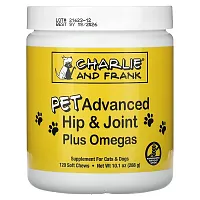 Charlie and Frank, Pet Advanced Hip &amp; Joint Plus Omegas, For Cats &amp; Dogs, 120 Soft Chews, 10.1 oz (288 g)