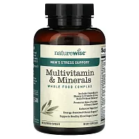 NatureWise, Men&#x27;s Stress Support, Multivitamin &amp; Mineral, 60 Vegetarian Capsules