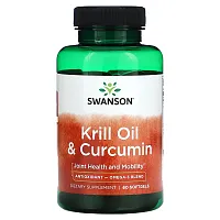 Swanson, Krill Oil &amp; Curcumin, 60 Softgels