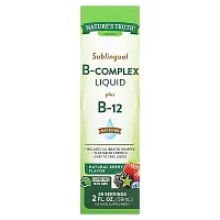 Nature&#x27;s Truth, Vitamins, Sublingual B-Complex Liquid Plus B-12, Natural Berry, 2 fl oz (59 ml)