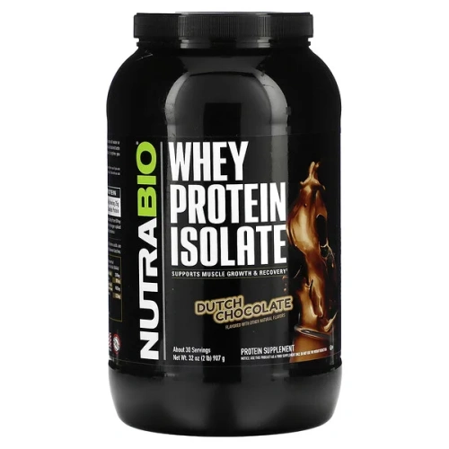 NutraBio, Whey Protein Isolate, Dutch Chocolate, 2 lb (907 g)