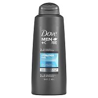 Dove, Men + Care, шампунь и кондиционер 2 в 1, увлажняющее средство, амбра и мускус, 603 мл (20,4 жидк. Унции)