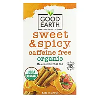 Good Earth Teas, Organic Flavored Herbal Tea, Sweet &amp; Spicy, Caffeine Free, 18 Tea Bags, 1.3 oz (36.9 g)