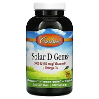 Carlson, Solar D Gems® , Vitamin D3 + Omega-3s, Natural Lemon, 360 Soft Gels