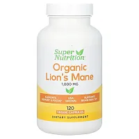 Super Nutrition, Organic Lion&#x27;s Mane, 1,000 mg, 120 Veggie Capsules (500 mg Per Capsule)