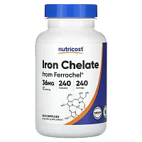 Nutricost, Iron Chelate, 36 mg, 240 Capsules