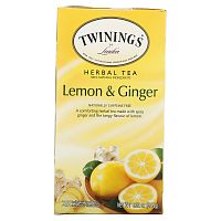 Twinings, Травяной чай, без кофеина, лимон и имбирь, 20 пакетиков, 1,32 унции (37,5 г)