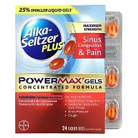 Alka-Seltzer Plus, Sinus Congestion &amp; Pain PowerMax Gels, Maximum Strength , 24 Liquid Gels