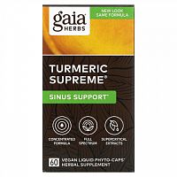 Gaia Herbs, Turmeric Supreme, поддержка носовых пазух, 60 веганских жидких фитокапсул