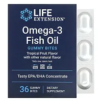 Life Extension, Omega-3 Fish Oil Gummy Bites, Tropical Fruit, 36 Gummy Bites