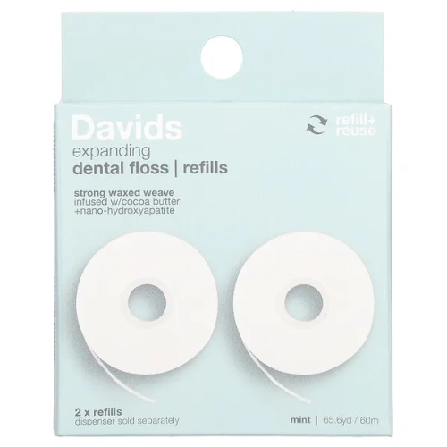 Davids Natural Toothpaste, Expanding Dental Floss, Refills, Mint, 2 Count