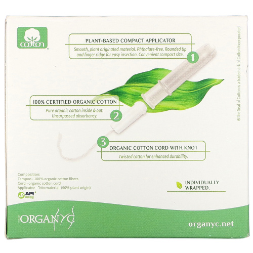 Organyc, Organic Tampons, Compact, Super, 16 Tampons фото 2