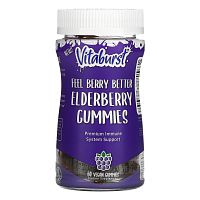 Vitaburst, Жевательные мармеладки с бузиной Feel Berry Better, со вкусом бузины, 60 веганских жевательных таблеток