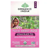 Organic India, Assam Black Tea, Tulsi Sweet Rose, 18 Infusion Bags, 1.27 oz (36 g)