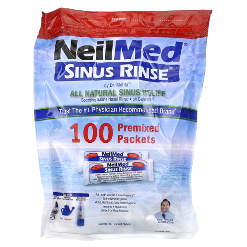 NeilMed, Sinus Rinse, натуральное средство для промывания носа, 100 пакетиков фото 3