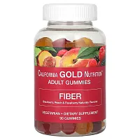 California Gold Nutrition, Fiber Gummies, Natural Blackberry, Peach &amp; Raspberry, 90 Vegetarian Gummies