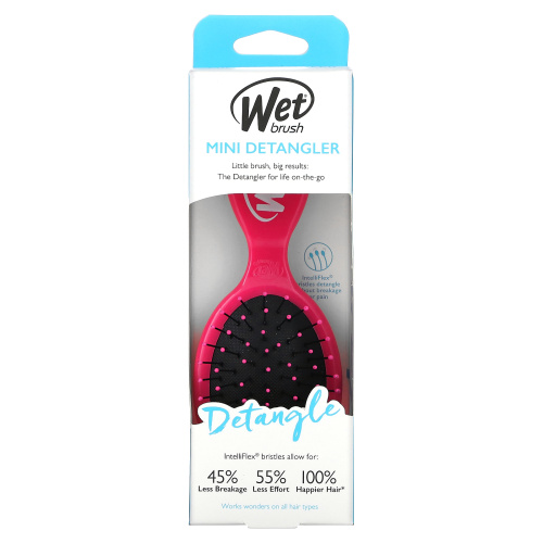 Wet Brush, мини-расческа для облегчения расчесывания, розовая, 1 шт. фото 2