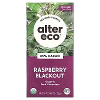 Alter Eco, Organic Dark Chocolate Bar, Raspberry Blackout, 85% Cacao, 2.65 oz (75 g)