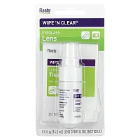 Flents, Wipe &#x27;N Clear, Eyeglass Lens Cleaner, 50 Wipes, 1 Spray, 0.5 fl oz (14.5 ml)