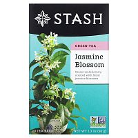 Stash Tea, Цветок жасмина, зеленый чай, 20 чайных пакетиков, 1,3 унции (38 г)