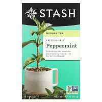 Stash Tea, Herbal Tea, Peppermint, Caffeine Free, 20 Tea Bags, 0.7 oz (20 g)