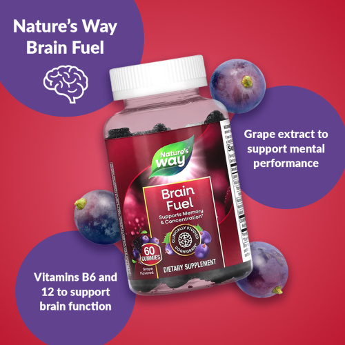 Nature's Way, Brain Fuel, виноград, 60 жевательных таблеток фото 3