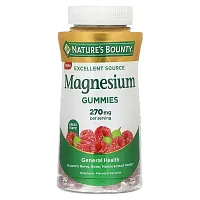 Nature&#x27;s Bounty, Magnesium Gummies, Raspberry, 270 mg, 90  Gummies (90 mg per Gummy)