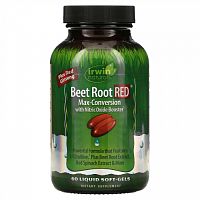 Irwin Naturals, Beet Root RED, Максимальная конверсия с ускорителем окиси азота, 60 мягких капсул с жидким наполнителем