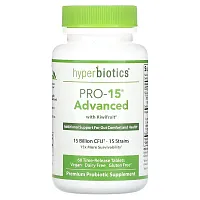 Hyperbiotics, PRO-15 Advanced with Kiwifruitx, 15 Billion CFU, 60 Time-Release Tablets