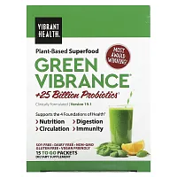 Vibrant Health, Green Vibrance +25 Billion Probiotics, Version 19.1, 15 Packets, 5.96 oz (168.9 g)