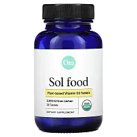 Ora, Sol Food, Plant-Based Vitamin D3, 2,000 IU, 30 Tablets