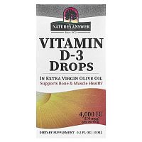 Nature&#x27;s Answer, Vitamin D-3 Drops, In Extra Virgin Olive Oil, 100 mcg (4,000 IU), 0.5 fl oz (15 ml)