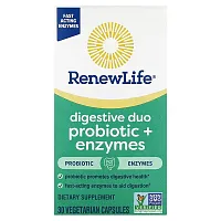 Renew Life, Digestive Duo Probiotic + Enzymes , 30 Vegetarian Capsules