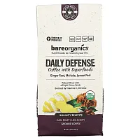 BareOrganics, Daily Defense Coffee With Superfoods, Ground, Dark Roast, 10 oz (283 g)