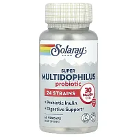 Solaray, Super Multidophilus Probiotic , 30 Billion CFU, 60 VegCaps (15 Billion CFU per Capsule)