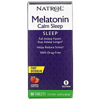 Natrol, Melatonin Calm Sleep, быстрорастворимый, со вкусом клубники, 60 таблеток