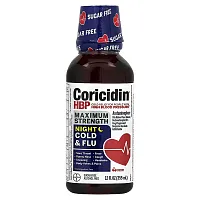 Coricidin HBP, Cold &amp; Flu, Night, Maximum Strength, Cherry, 12 fl oz (355 ml)