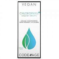 Codeage, Vegan Chlorophyll + Liquid Drops, без ГМО, перечная мята, 50 мг, 60 мл (2 жидк. Унции)