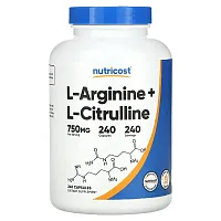 Nutricost, L-Arginine + L-Citrulline, 240 Capsules