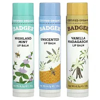 Badger, Holiday Lip Balm Set, Blue Box, 3 Piece Set, 0.15 oz (4.2 g) Each