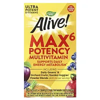 Nature&#x27;s Way, Alive!® Max6 Potency Multivitamin, No Added Iron, 90 Capsules